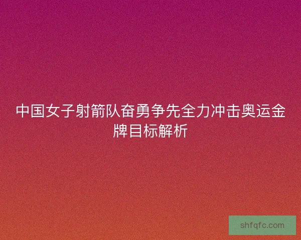 中国女子射箭队奋勇争先全力冲击奥运金牌目标解析