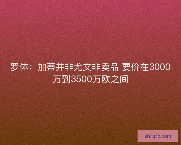 罗体：加蒂并非尤文非卖品 要价在3000万到3500万欧之间