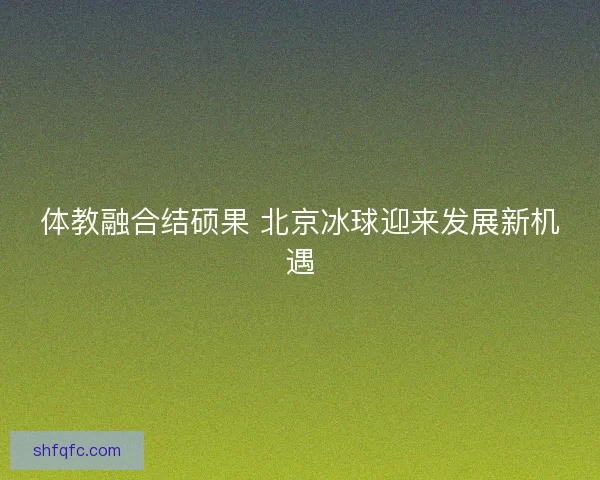 体教融合结硕果 北京冰球迎来发展新机遇