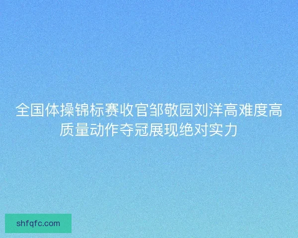 全国体操锦标赛收官邹敬园刘洋高难度高质量动作夺冠展现绝对实力