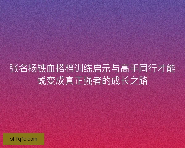 张名扬铁血搭档训练启示与高手同行才能蜕变成真正强者的成长之路